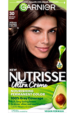 Darkest Brown Hair Color Nutrisse Ultra creme Nourishing permanent color Gray Coverage - Garnier